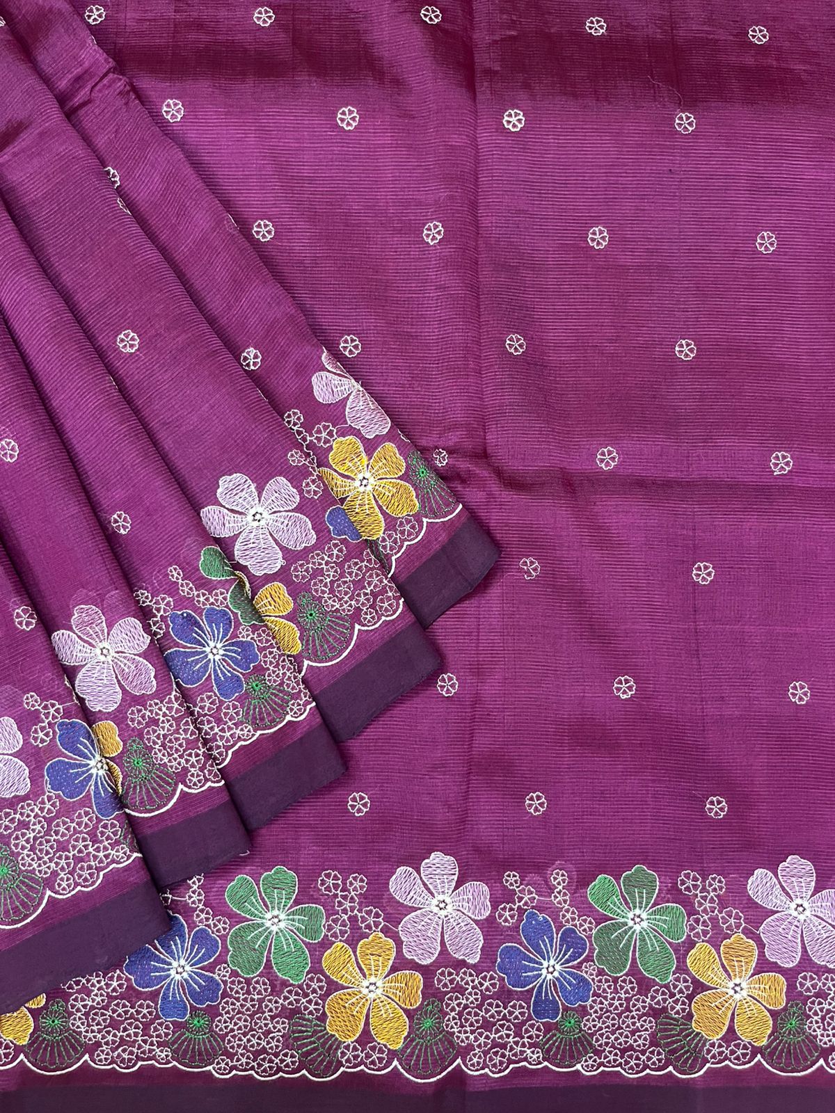 Embroidery silkcotton saree