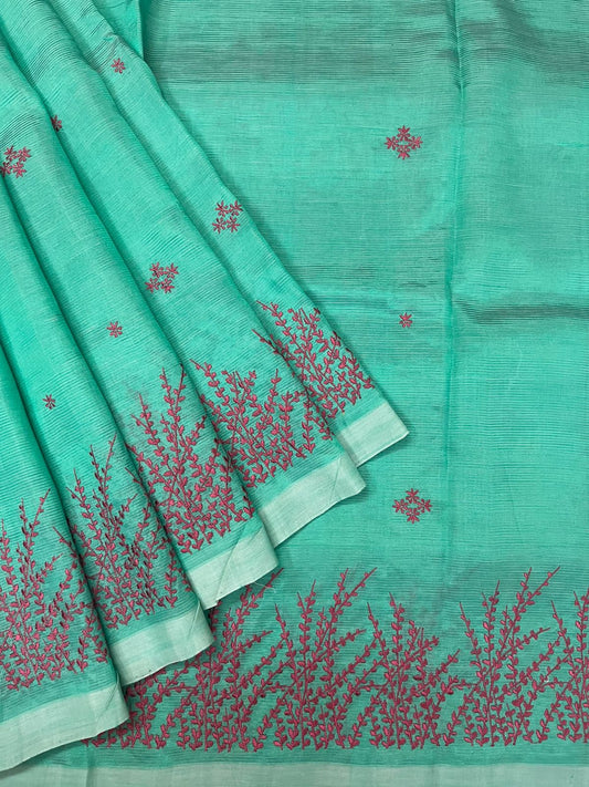 Embroidery silkcotton saree