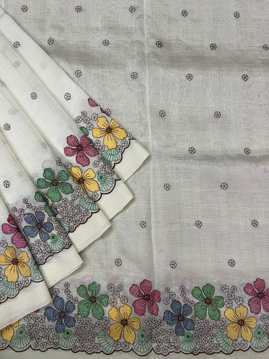 Embroidery silkcotton saree